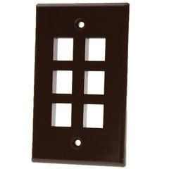 Keystone Wall Plate, Brown, 6 Port, Single Gang