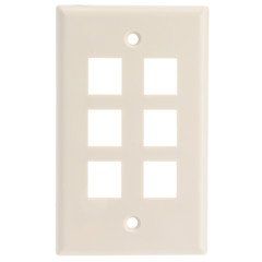 Keystone Wall Plate, Lite Almond, 6 Port, Single Gang