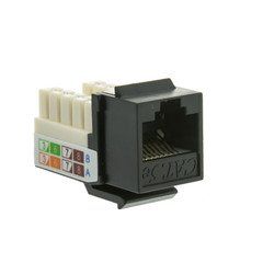 Slimline Cat5e Keystone Jack, Black, RJ45 Female to 110 Punch Down