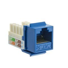 Slimline Cat5e Keystone Jack, Blue, RJ45 Female to 110 Punch Down