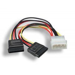 LP4 5.25 Male to SATA 15-Pin Female x 2 Internal Computer Power Adapter Y Cable, 6in