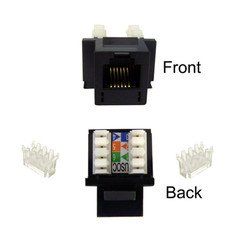Keystone Insert, Black, Phone/Data Jack, RJ11 / RJ12 Female to 110 Type Punch Down