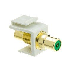 Keystone Insert, White, RCA Female Coupler (Green RCA)