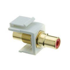 Keystone Insert, White, RCA Female Coupler (Red RCA)