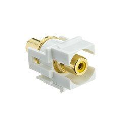 Keystone Insert, White, Recessed RCA Female Coupler (Yellow RCA)