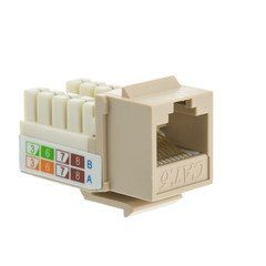 Slimline Cat6 Keystone Jack, Beige/Ivory, RJ45 Female to 110 Punch Down