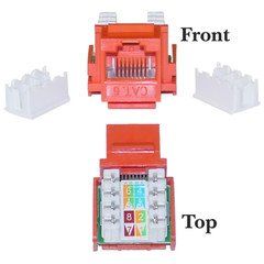 Slimline Cat6 Keystone Jack, Orange, RJ45 Female to 110 Punch Down