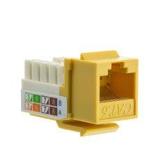 Slimline Cat6 Keystone Jack, Yellow, RJ45 Female to 110 Punch Down