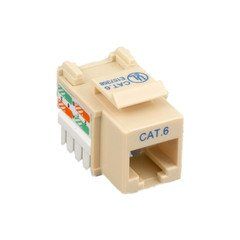 Cat6 Keystone Jack, Beige/Ivory, RJ45 Female to 110 Punch Down