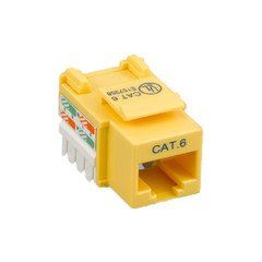 Cat6 Keystone Jack, Yellow, RJ45 Female to 110 Punch Down