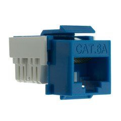 Slimline Cat6a Keystone Jack, Blue, RJ45 Female to 110 Punch Down