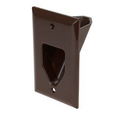 1-Gang Recessed Low Voltage Cable Plate, Brown