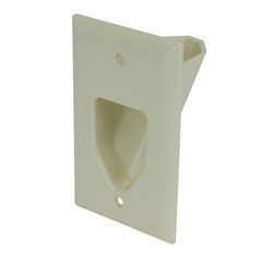 1-Gang Recessed Low Voltage Cable Plate, Lite Almond