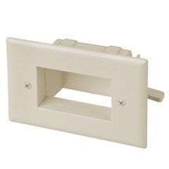 Easy Mount Recessed Low Voltage Cable Pass-through Plate, Lite Almond
