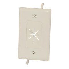 Easy Mount Series Single Gang Cable Passthrough Wall Plate with Flexible Opening, Lite Almond
