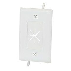 Easy Mount Series Single Gang Cable Passthrough Wall Plate with Flexible Opening, White