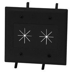 Easy Mount Series Dual Gang Cable Passthrough Wall Plate with Flexible Opening, Black