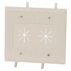 Easy Mount Series Dual Gang Cable Passthrough Wall Plate with Flexible Opening, Lite Almond