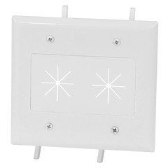 Easy Mount Series Dual Gang Cable Passthrough Wall Plate with Flexible Opening, White