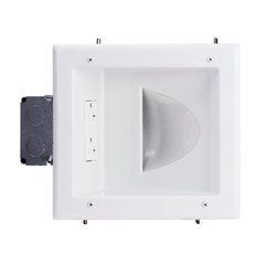 Recessed Low Voltage Media Plate w/ 20 Amp Duplex Receptacle, White