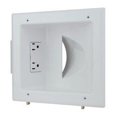 Recessed Low Voltage Media Plate w/Duplex Surge Suppressor, White