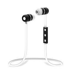 Bluetooth Wireless Sports Earbuds w/ In-line Microphone, Control Buttons, White