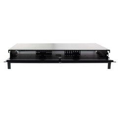 1U Fiber Optic Patch Panel, Capacity 3 LGX Adapter Plates / Cassettes / Modules, Unloaded, Solid Door, Black Powder Coat