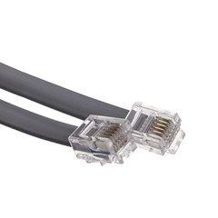 Telephone Cord (Voice), RJ12, 6P / 6C, Silver Satin, Reverse, 7 foot