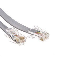 Telephone Cord (Data), RJ45 8P / 8C, Silver Satin, Straight, 7 foot