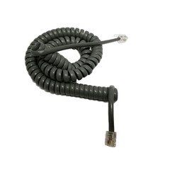 Telephone Handset Cord (Voice), 4P4C RJ22 male to RJ22 male, Gray, Coil, Reverse, 10 foot. *14 inches coiled*
