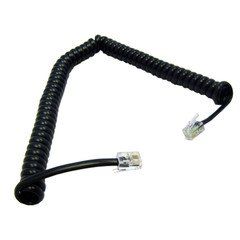 Telephone Handset Cord (Voice), 4P4C RJ22 male to RJ22 male, Black, Coil, Reverse, 12 foot. *25 inches coiled*