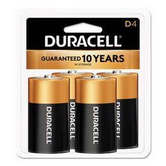 Duracell CopperTop Alkaline Batteries, D, MN1300R4Z, 4/PK