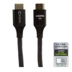 ComzonÃ‚Â® Ultra-High-Speed Certified HDMI Cable, 48Gbps, 4K120 / 8K60, HDMI-A Male, woven jacket, black & silver, 1 meter