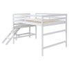Full Loft Bed with Platform,ladder,White