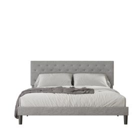 Simple Queen Size Grey Bed frame, Adjustable Headboard