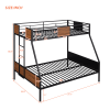 Twin-over-full bunk bed modern style steel frame bunk bed with safety rail, built-in ladder for bedroom, dorm, boys, girls, adults