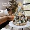 2ft Mini Christmas Tree with Light Artificial Small Tabletop Woodland Christmas Decoration with Flocked Snow;  Exquisite Decor & Xmas Ornaments for Ta