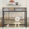 Twin Metal Loft Bed with Desk and Shelve,Black