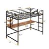 Twin Metal Loft Bed with Desk and Shelve,Black