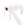Twin size Loft Bed Wood Bed with Slide, Stair and Chalkboard,White(OLD SKU :WF282115AAK)
