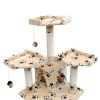 Cat Tree Scratching Post 67" 2 Condos Beige with Paw Prints