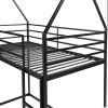 Twin over Twin House Bunk Bed with Ladder and Slide,Black