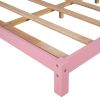Full Size Wood Platform Bed with House-shaped Headboard (Pink)