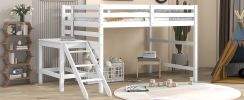 Full Loft Bed with Platform,ladder,White