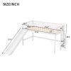 Twin Size Low Loft Bed with Ladder and Slide,White(OLD SKU:WF196418AAK)