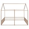 Metal Twin Size House Platform Beds, Two Shared Beds, Gold