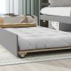 Twin Wooden Daybed with trundle, Twin House-Shaped Headboard bed with Guardrails,Grey