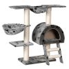 Cat Tree 41" Gray with Paw Prints Plush