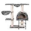 Cat Tree 41" Gray with Paw Prints Plush