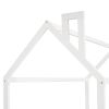 (Slats are not included) Twin Size Wood Bed House Bed Frame with Fence, for Kids, Teens, Girls, Boys (White )(OLD SKU :WF194274AAK)